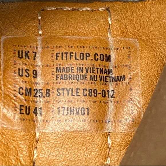 Fitflop Fino Toe-Post Flip Flops Bronze Wedge 9 Style #C89-012 Glitter Studded - Picture 11 of 11